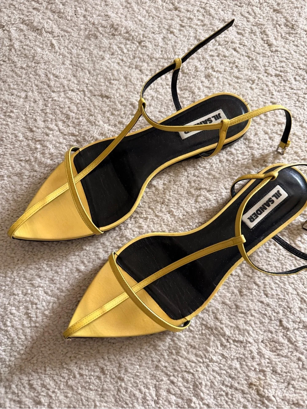 Pale yellow Jil Sander cage sandals